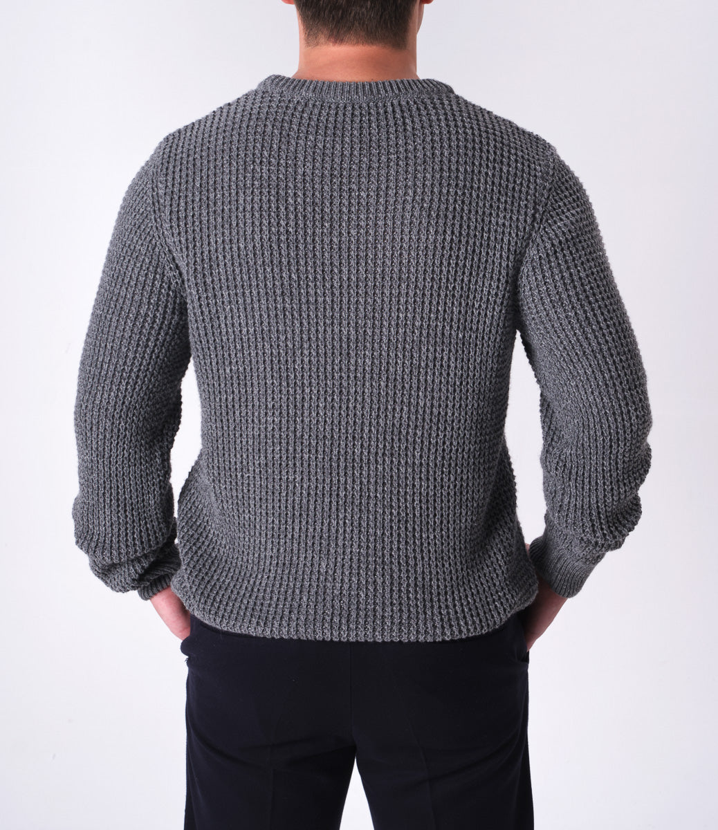 Men's Round Neck Wool Knitted Grey Sweater, Elegant & Comfortable Design